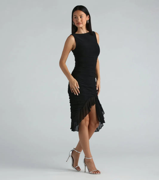 MEEDA | RUFFLE MIDI DRESS